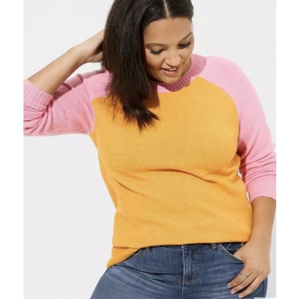 Torrid Women's Pullover Sweater Bright Orange Pink Long Sleeve Size 00 (Medium)